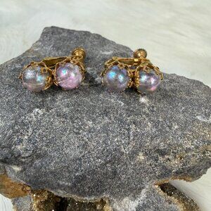 Vintage Signed Miriam Haskell Screw/Clip-on Earrings Gold Tone